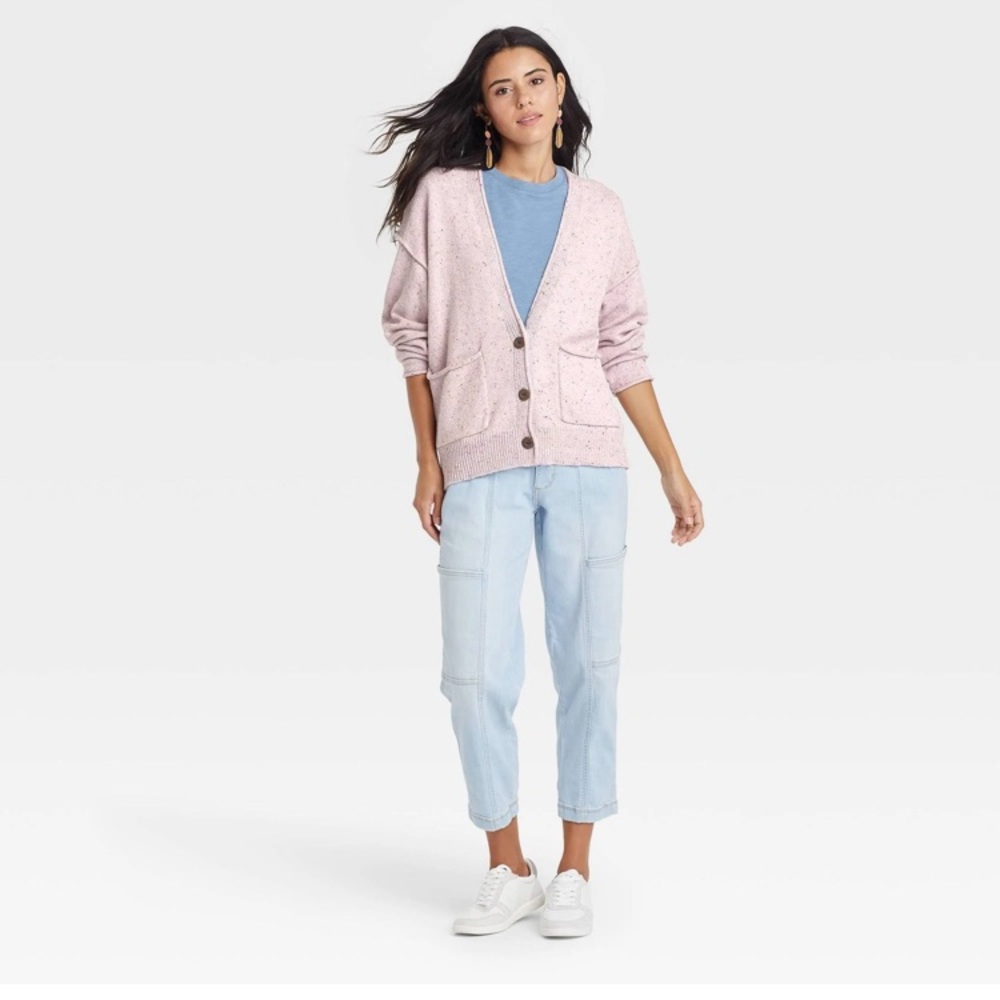 NWT Universal Thread Women's Button-Front Grandpa Cardigan Lilac